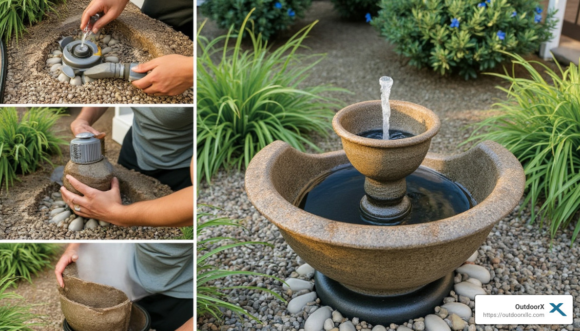 Step-by-step outdoor fountain installation - Water feature installations