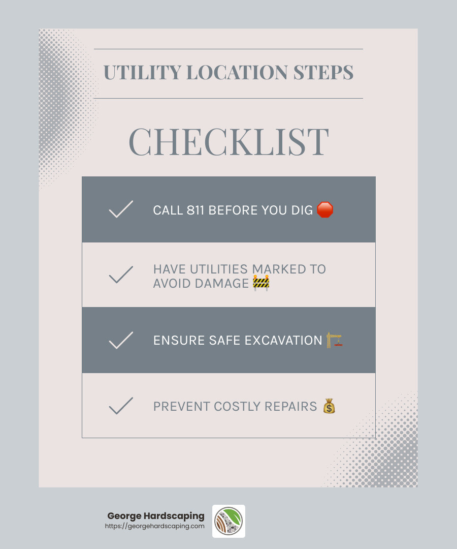 Utility Location Importance - how to install stone stair treads infographic checklist-light-blue-grey