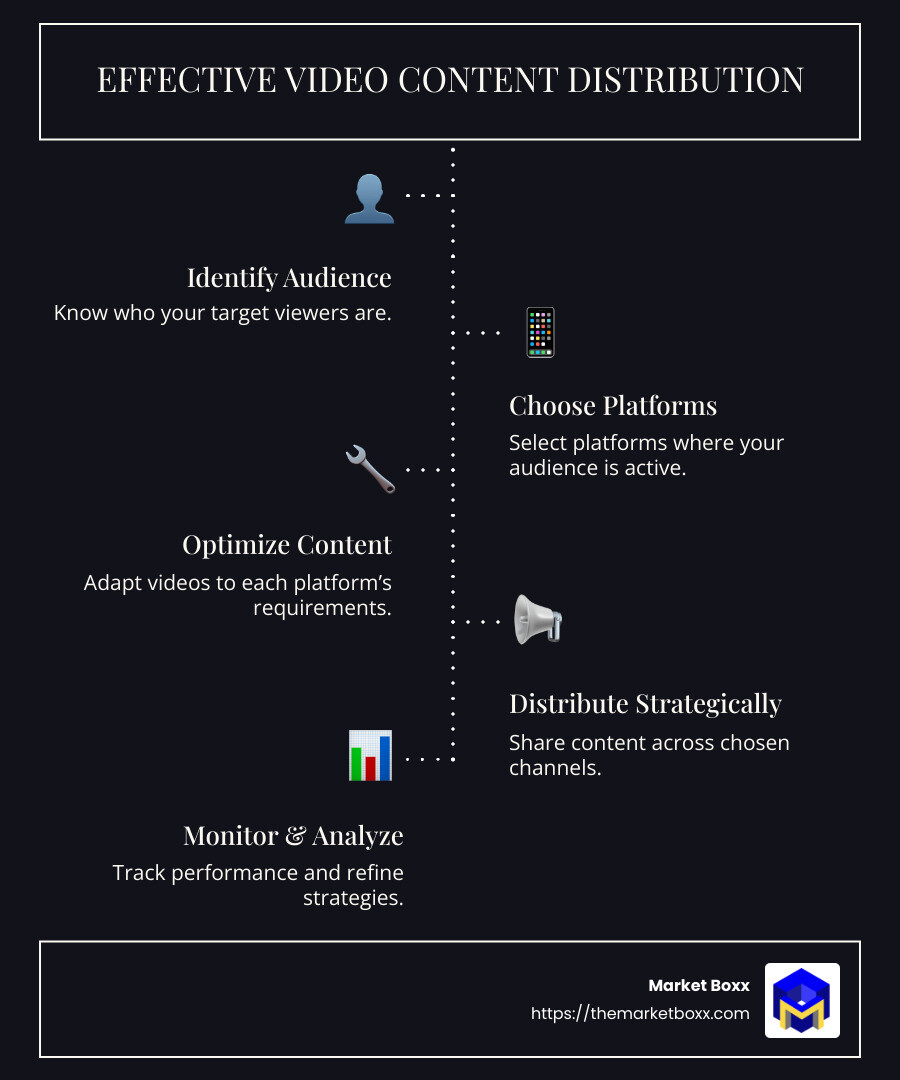 Effective strategies for video content distribution - Video content distribution infographic infographic-line-5-steps-dark