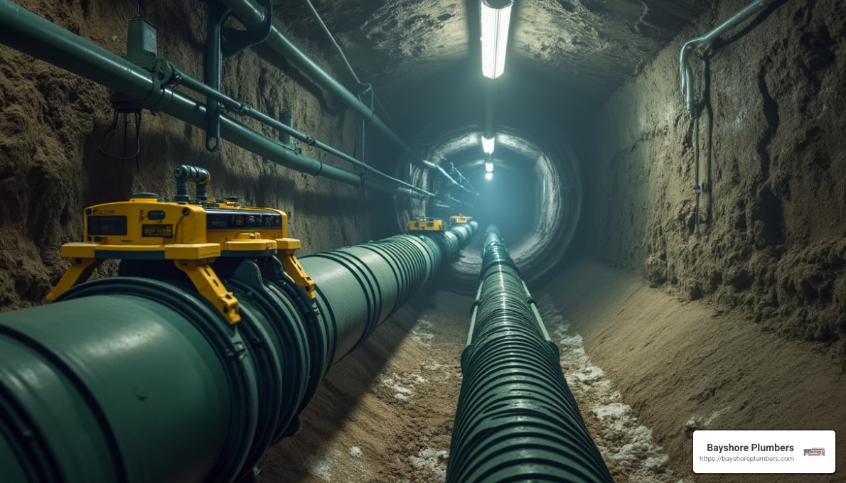 Lateral launch camera inspecting a pipeline - video pipe inspections