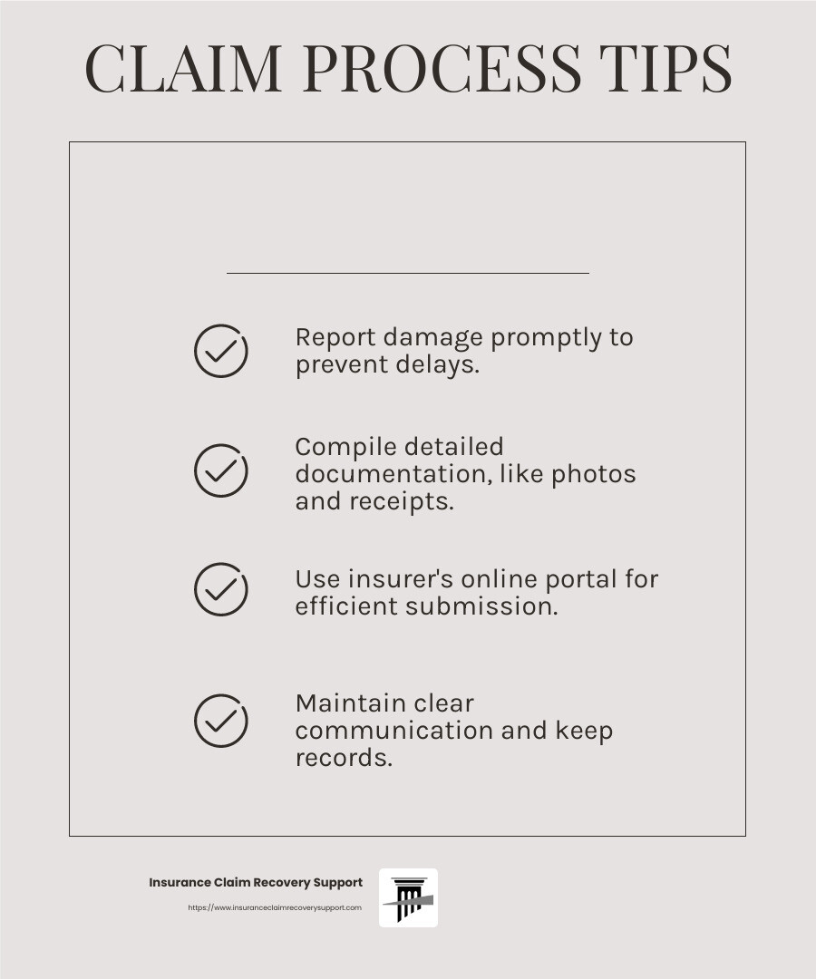 Quote about the importance of clear communication in the claims process - insurance claim helper infographic checklist-light-beige
