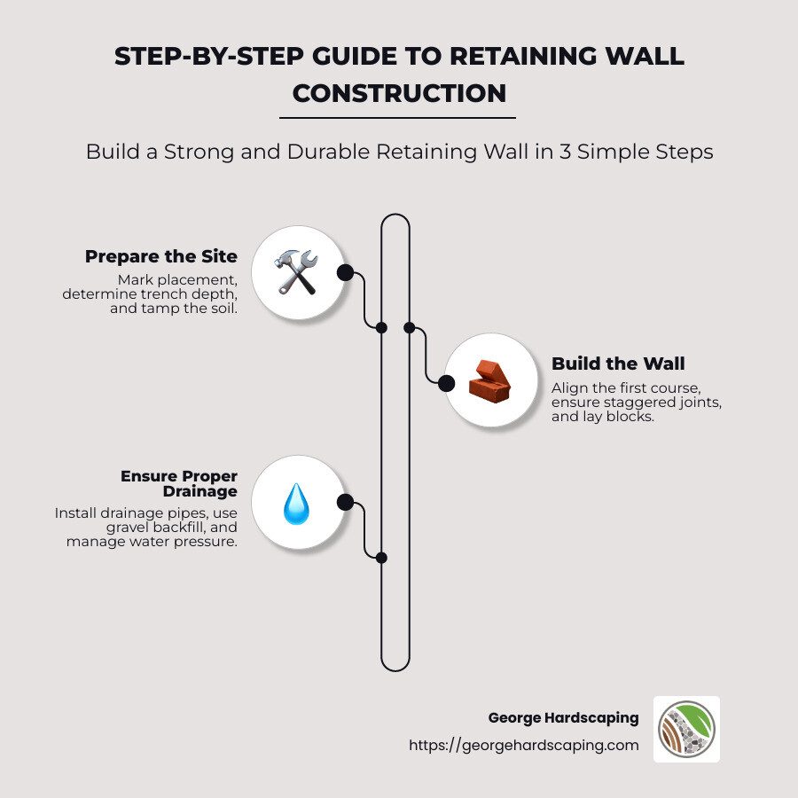 Process Diagram of Constructing a Retaining Wall - Retaining Wall Construction infographic infographic-line-3-steps-neat_beige