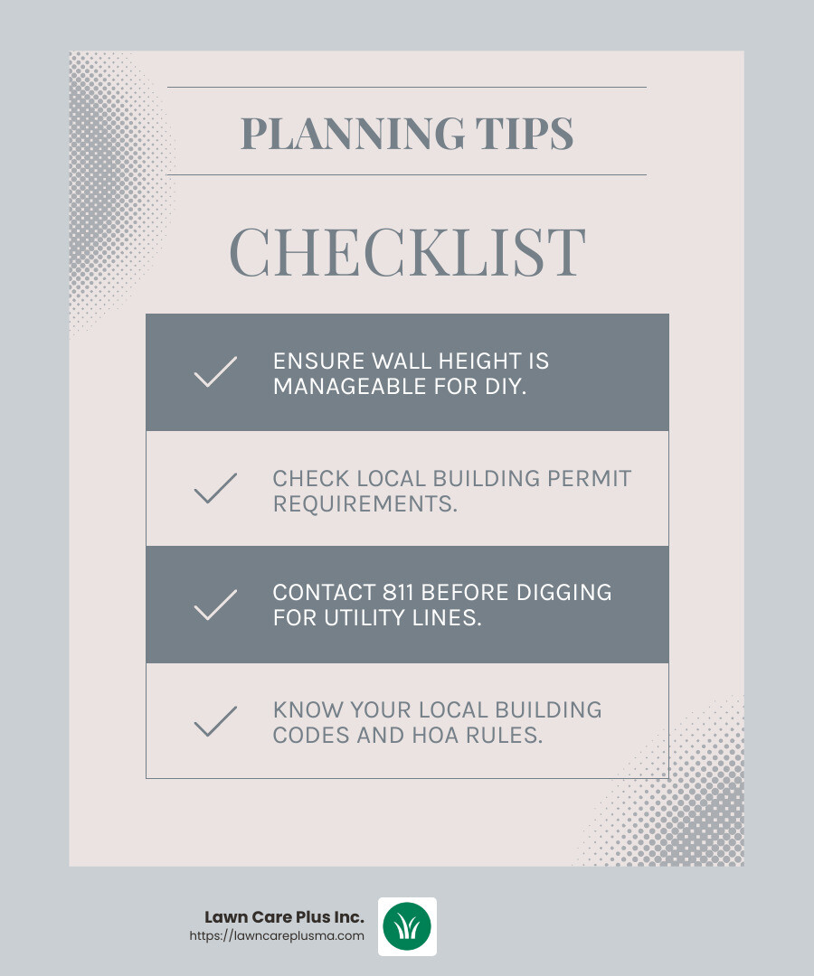 Safety first! - build retaining walls infographic checklist-light-blue-grey