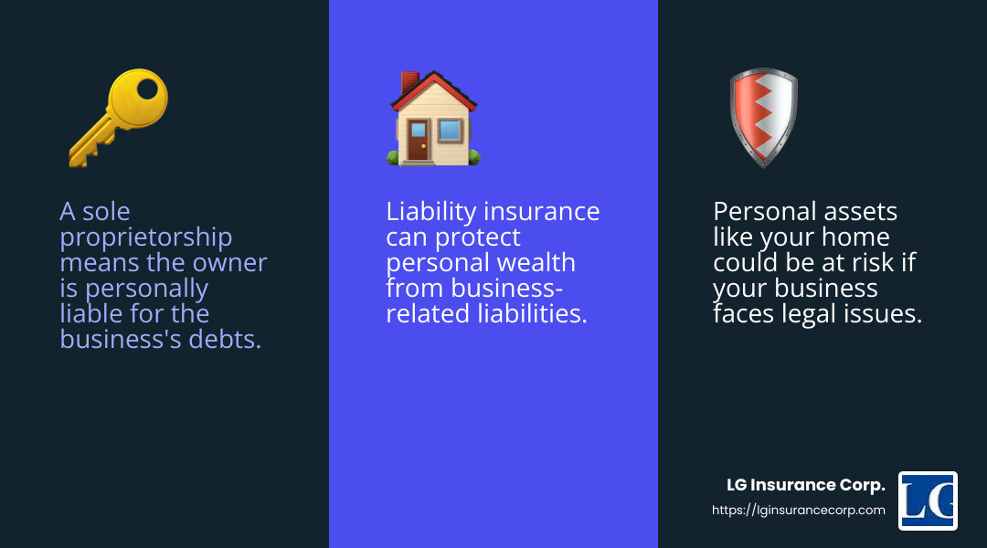 Personal Liability Risk for Sole Proprietors - sole proprietor liability insurance infographic 3_facts_emoji_blue