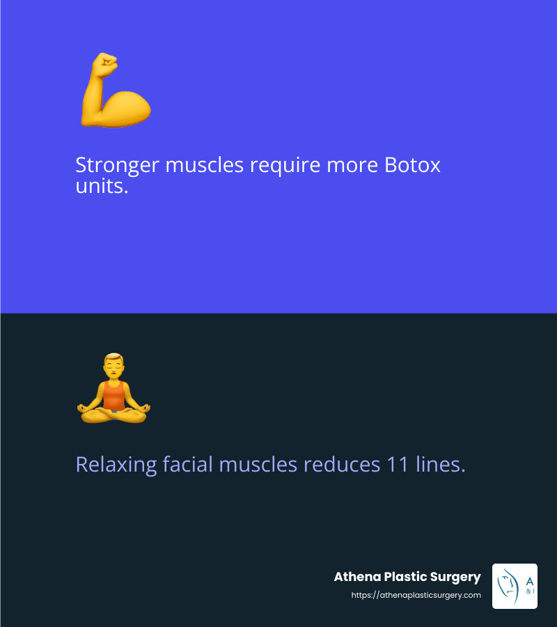 11 Lines Unlocked: The Botox Unit Guide 4 Muscle Strength and Botox Units - how many units of botox for 11 lines infographic 2_facts_emoji_blue