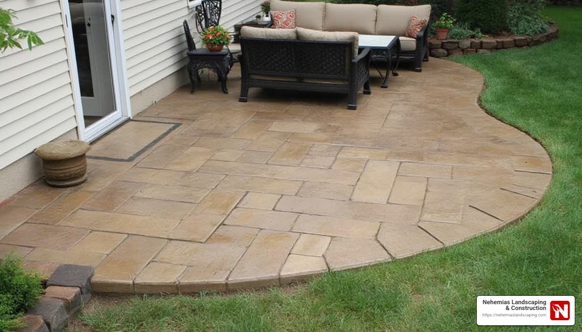Stamped concrete patio design - patio installation near me
