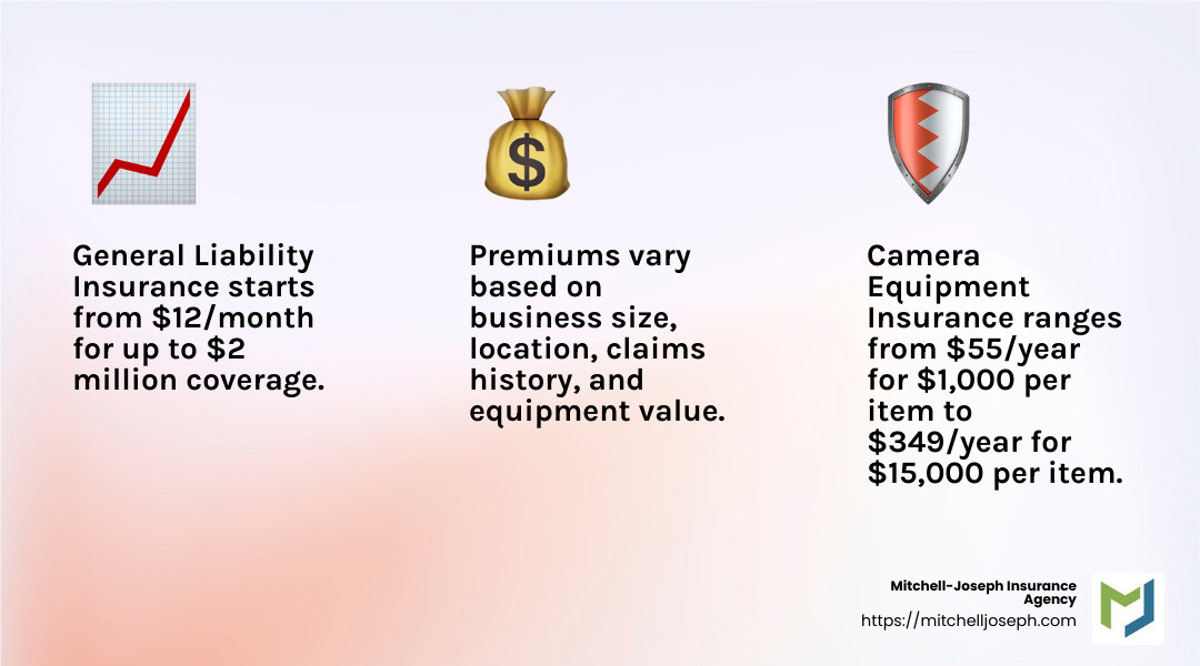 Average cost of photography insurance - Business insurance for photographers infographic 3_facts_emoji_light-gradient