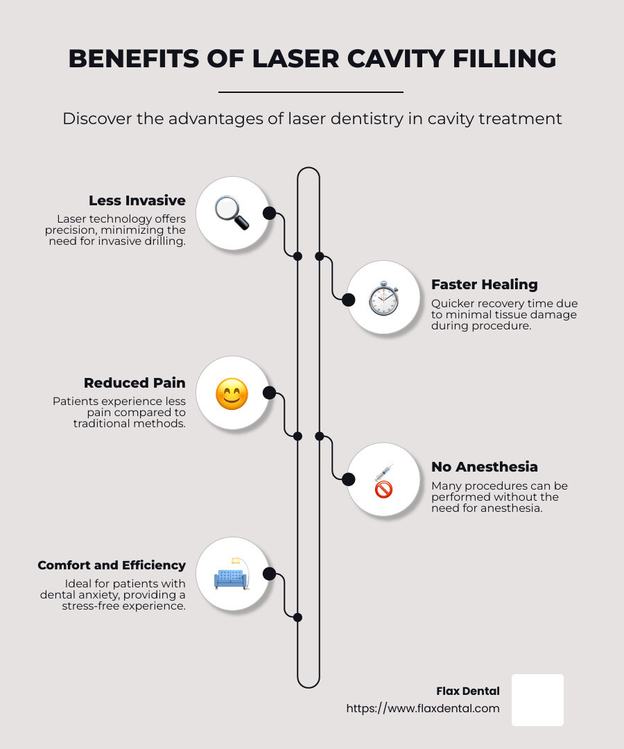 Detailed infographic about the steps and benefits of laser cavity fillings