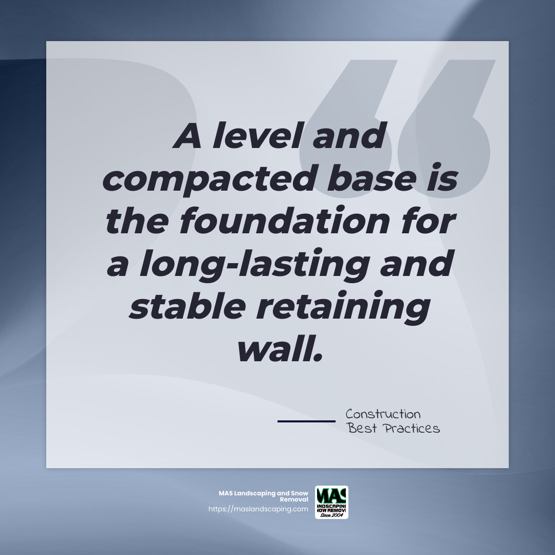 Quote about the importance of a level base - brick retaining wall infographic simple-quote-gray
