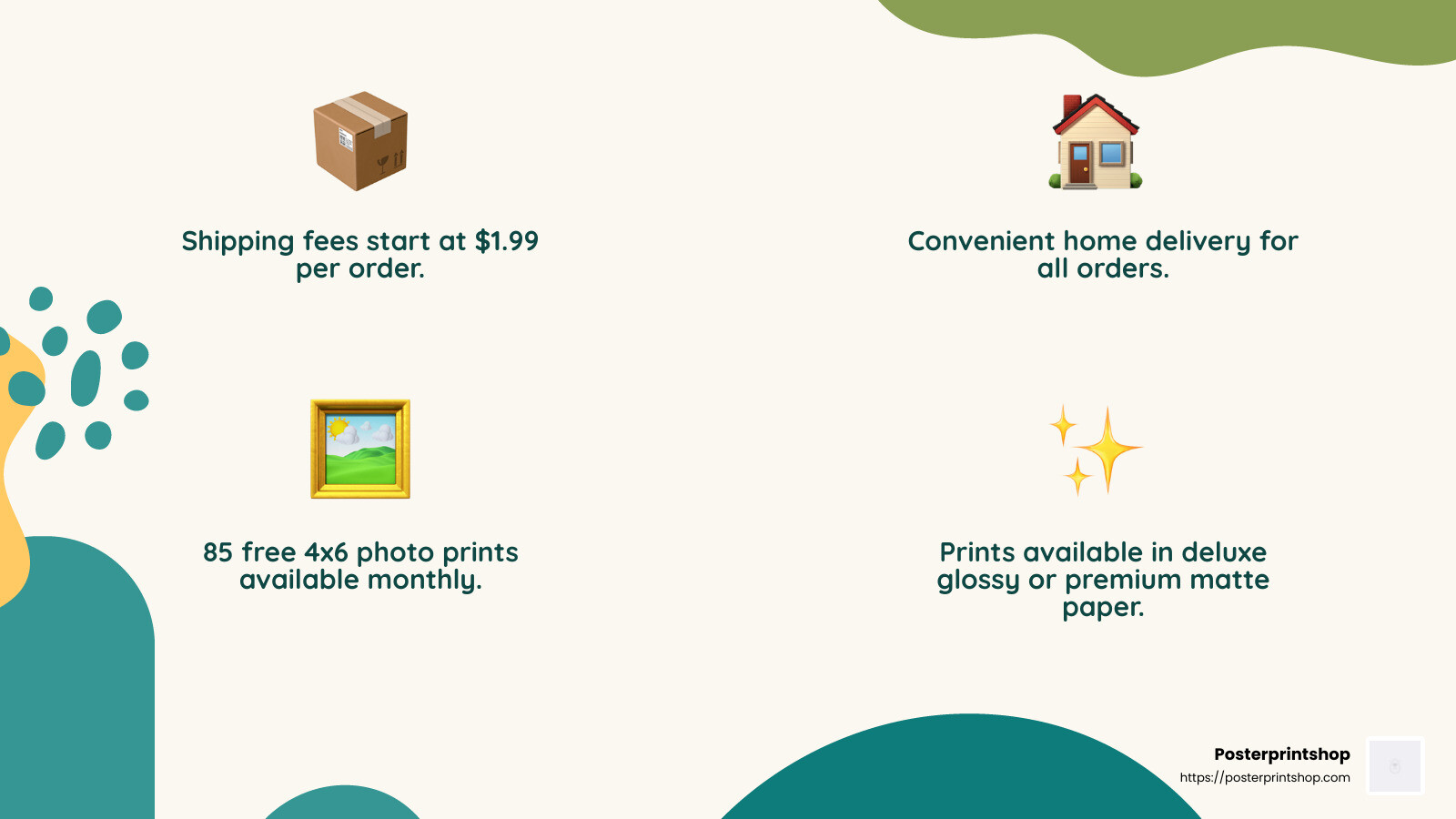 Example of shipping costs infographic - free photo prints infographic 4_facts_emoji_nature