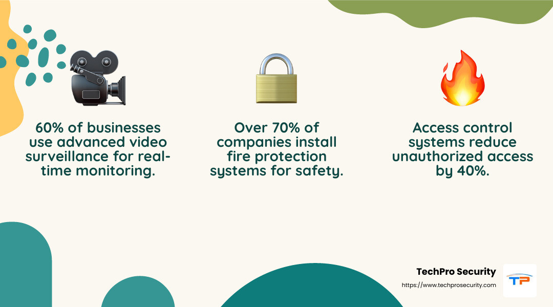 Remote monitoring provides real-time alerts and control from anywhere. - business security systems infographic 3_facts_emoji_nature