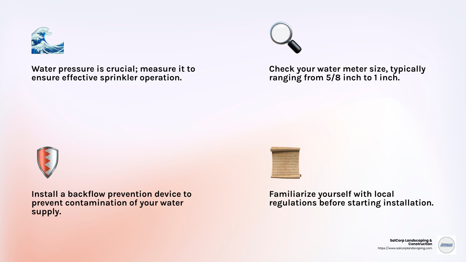 Backflow prevention device installation - installing new sprinkler system infographic 4_facts_emoji_light-gradient