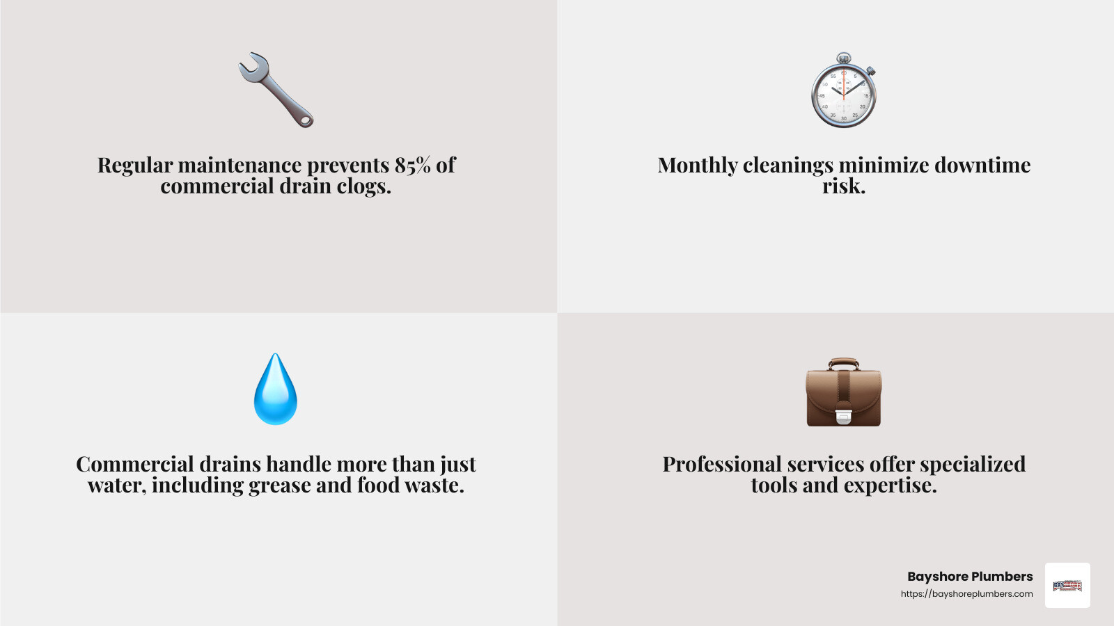 Quote about the importance of regular maintenance - commercial drain cleaning infographic 4_facts_emoji_grey