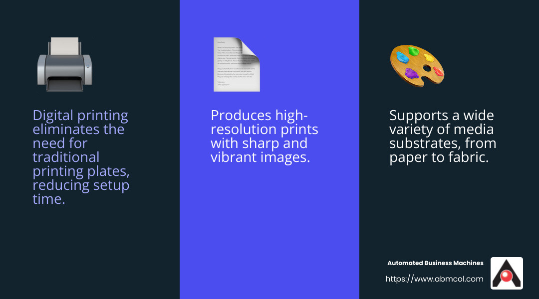 No Printing Plate Needed - Digital printing services infographic 3_facts_emoji_blue