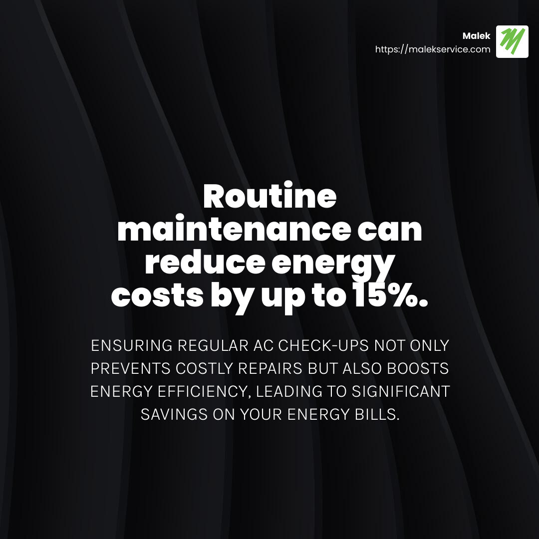 Routine maintenance can reduce energy costs by up to 15%. - ac maintenance college station infographic simple-stat-dark