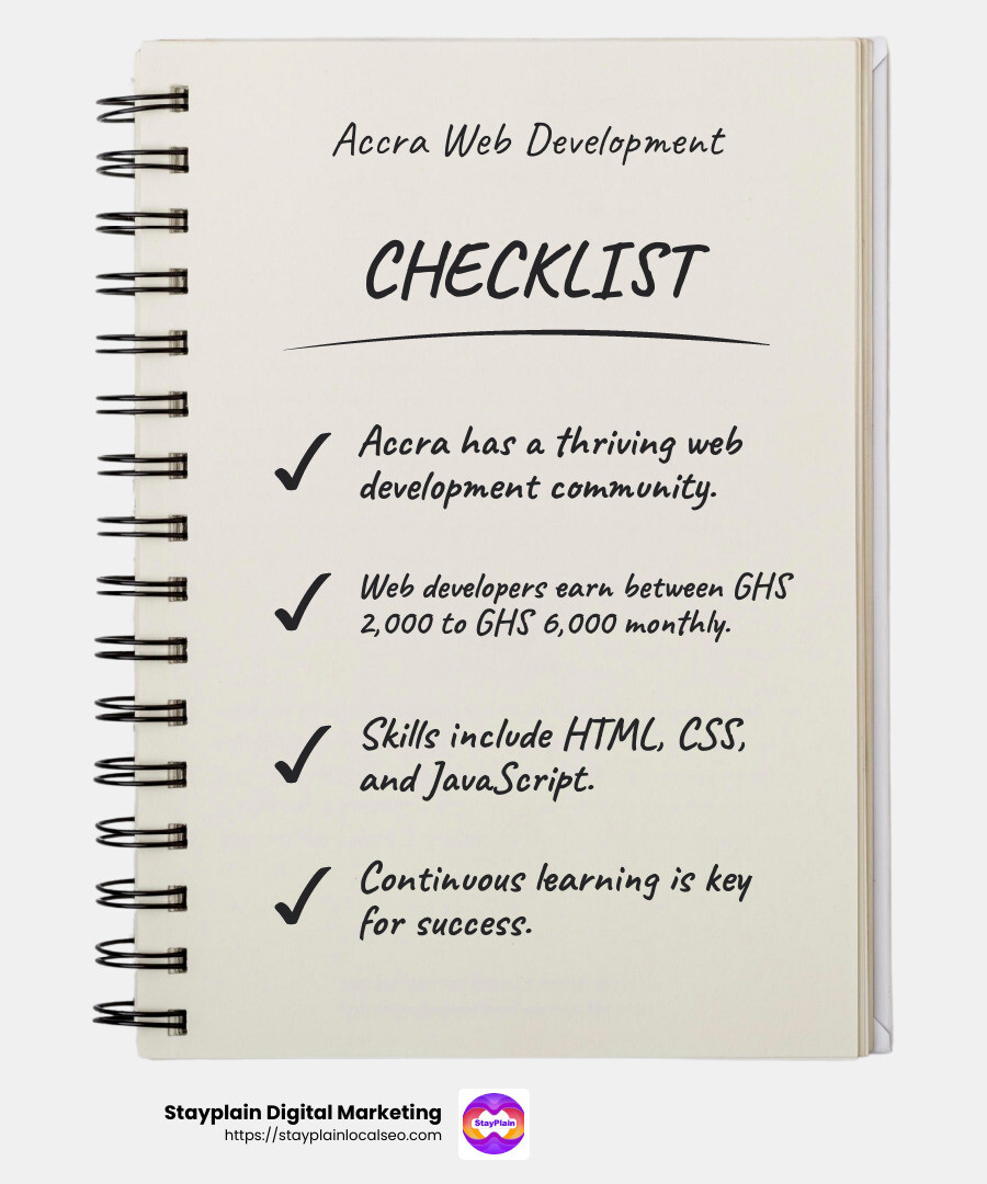 Accra's skilled web designers contribute significantly to the success of web development in Ghana. - Web development Ghana infographic checklist-notebook Accra's skilled web designers contribute significantly to the success of web development in Ghana. - Web development Ghana infographic checklist-notebook
