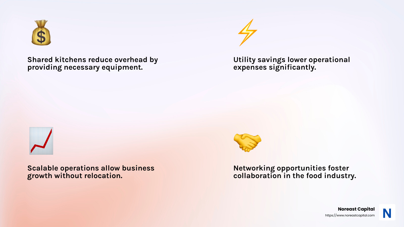 Catering kitchens offer cost efficiency, flexibility, and community support - catering kitchen infographic 4_facts_emoji_light-gradient