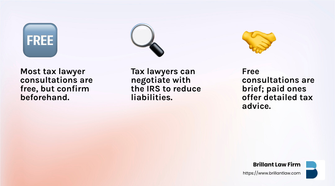 Tax Lawyer Expertise - tax lawyer free consultation infographic 3_facts_emoji_light-gradient