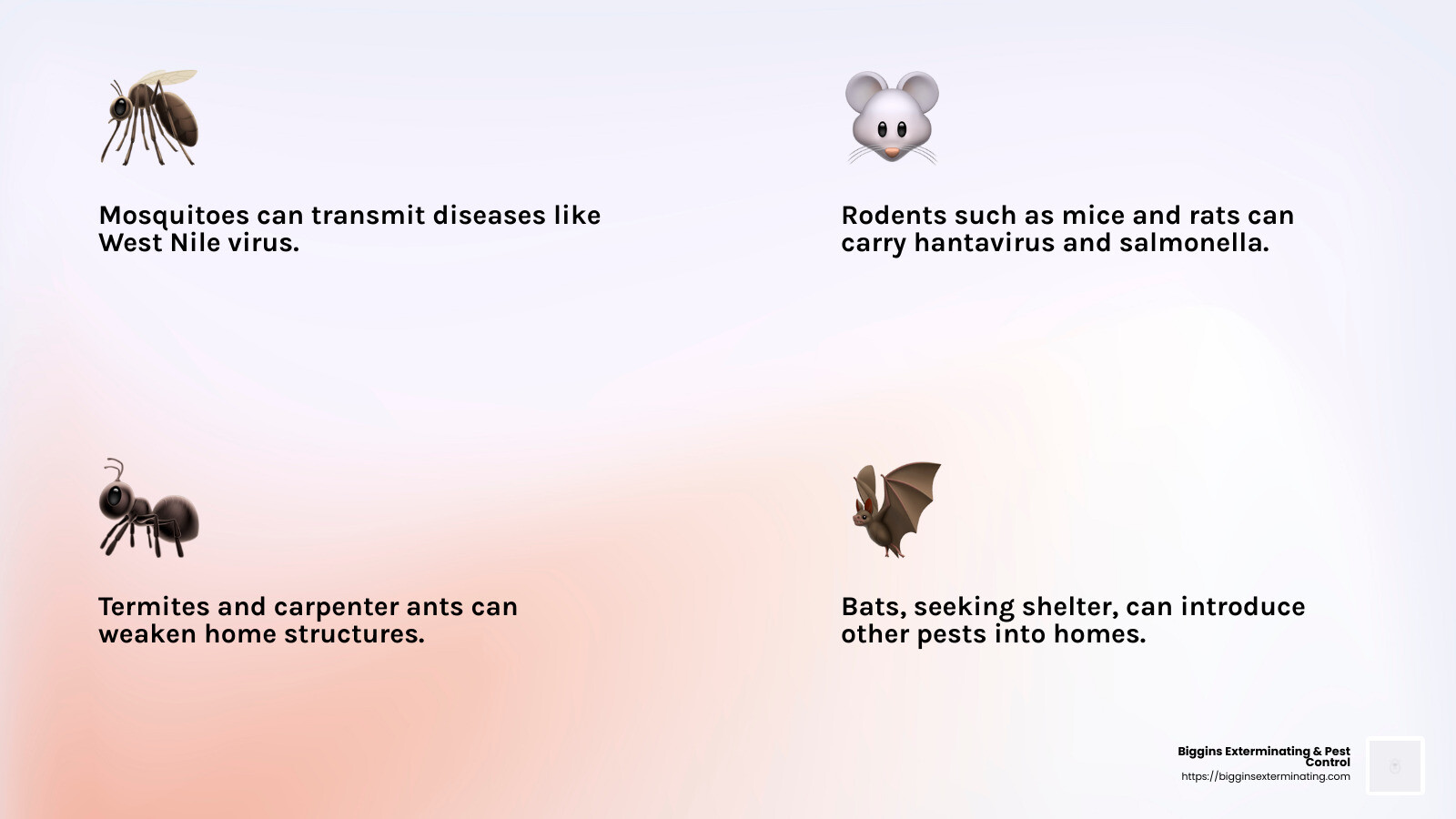 Pest-related health risks infographic - Exterminator Bedford MA infographic 4_facts_emoji_light-gradient