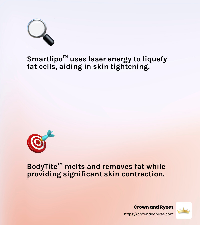 Smartlipo™ and BodyTite™ offer skin tightening benefits along with fat removal. - liposuction orlando fl infographic 2_facts_emoji_light-gradient