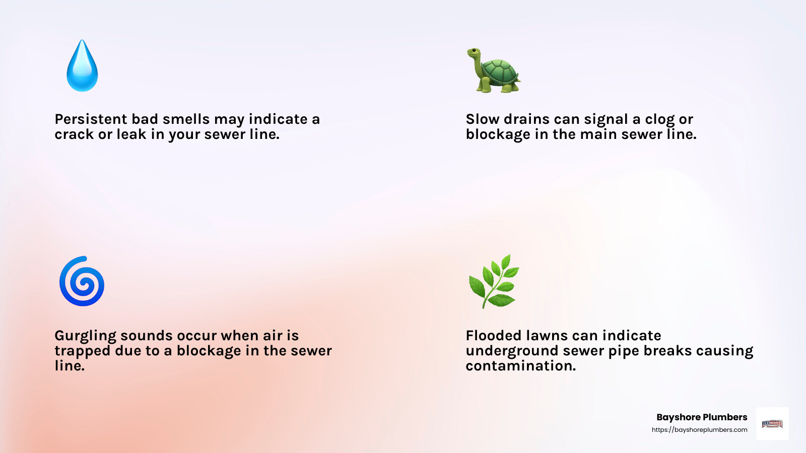 Persistent bad smells could indicate a deeper issue within your sewer system, necessitating sewer drain repair. - sewer system repair infographic 4_facts_emoji_light-gradient