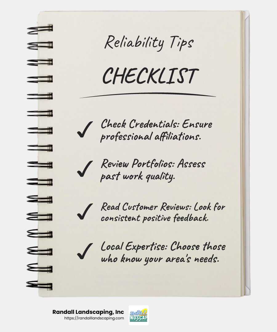 Quote about reliability from a satisfied customer - patio installer infographic checklist-notebook