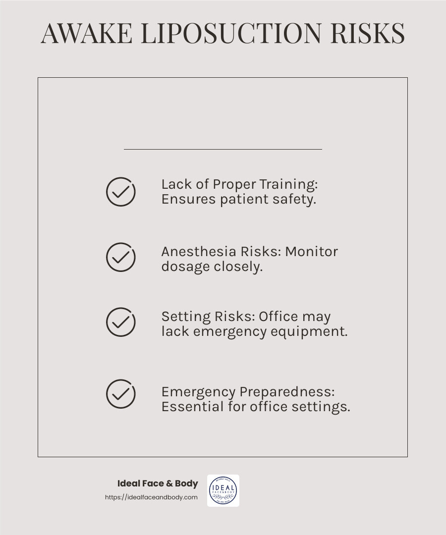 Anesthesia Risks - awake liposuction reviews infographic checklist-light-beige