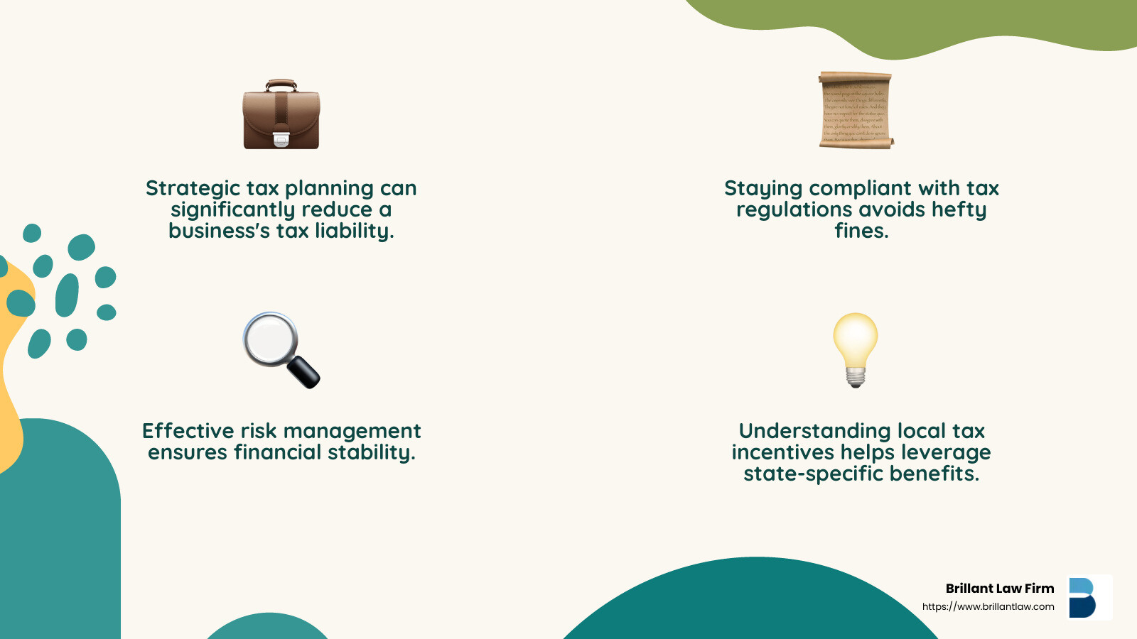 8df357185c5602d7881e8f67f798323f98ee0ba5 Tax Advisory Unlocked: Strategies for Business Success Unlock success with Business tax advisory services. Discover strategies for tax planning, compliance, and maximizing savings today. Infographic on successful tax planning outcomes - Business tax advisory services infographic 4_facts_emoji_nature