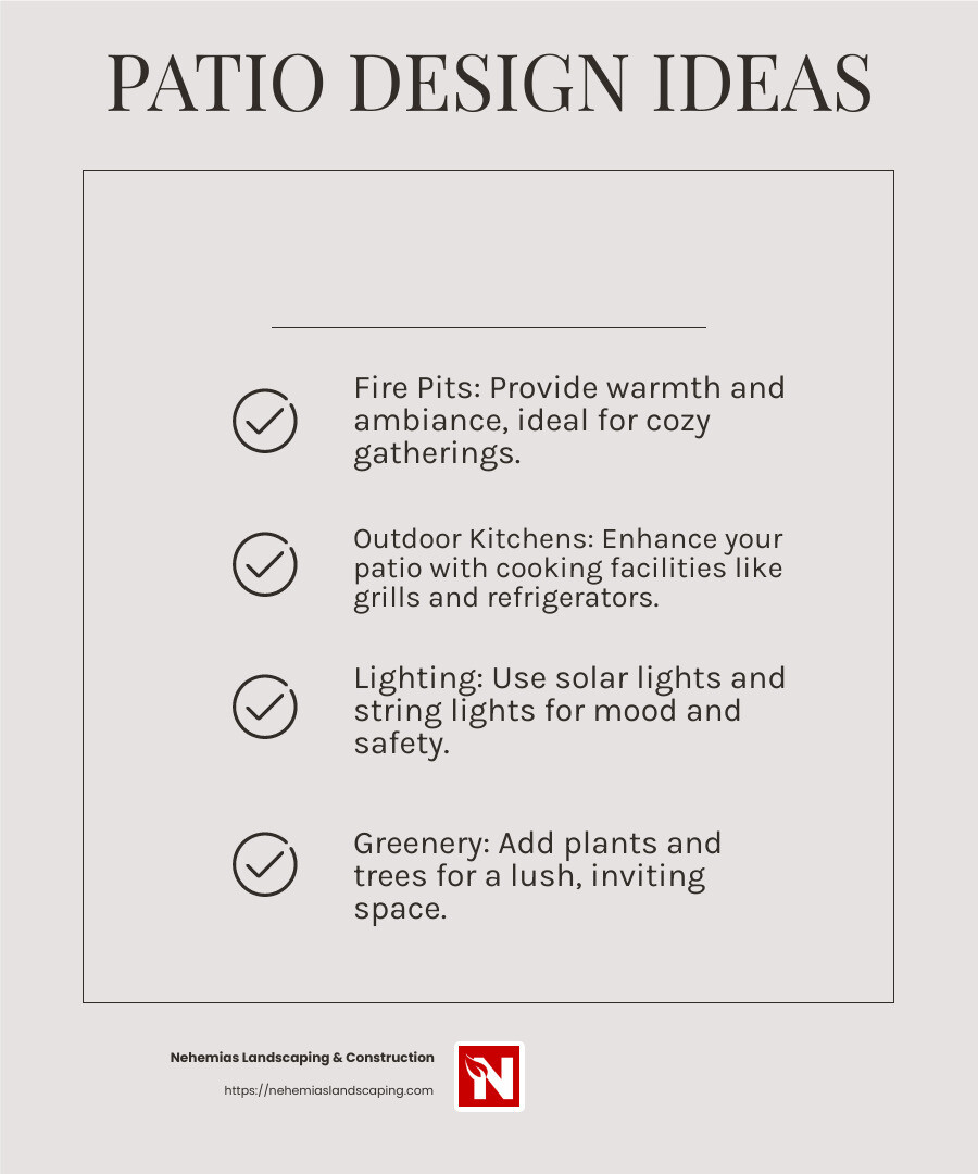 Outdoor Patio Design Ideas - outdoor patio companies infographic checklist-light-beige