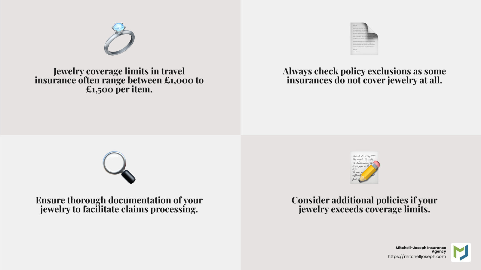 Coverage limits infographic - travel insurance for expensive jewellery infographic 4_facts_emoji_grey