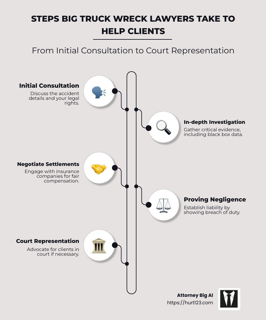 steps big truck wreck lawyers take to help clients - big truck wreck lawyers infographic infographic-line-5-steps-neat_beige steps big truck wreck lawyers take to help clients - big truck wreck lawyers infographic infographic-line-5-steps-neat_beige