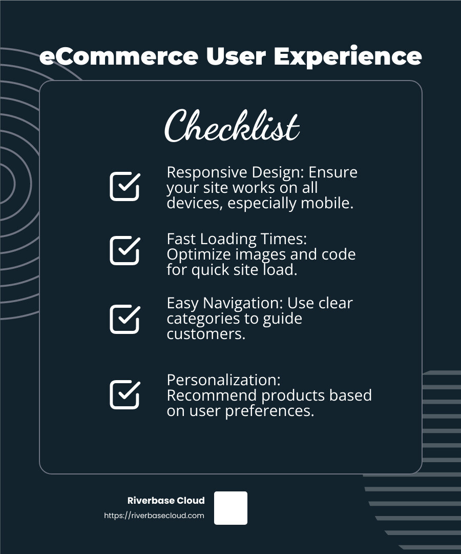 User Experience is Key - eCommerce Development infographic checklist-dark-blue