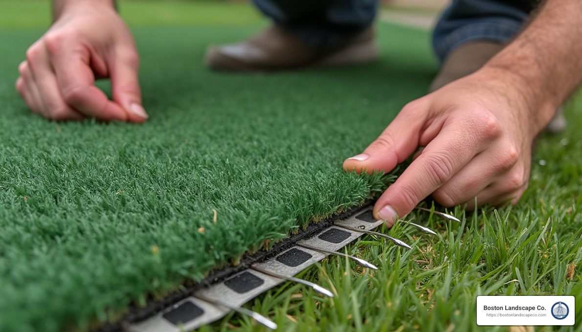 Securing the Edges - artificial grass lawn installation