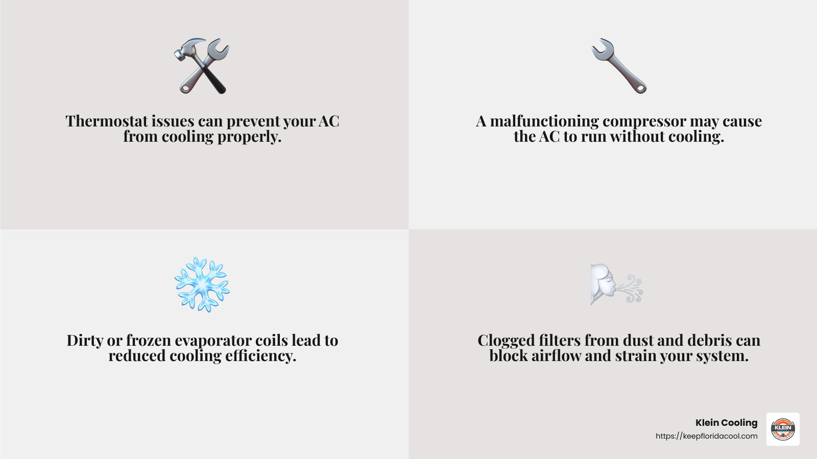 Regular maintenance can prevent common AC issues - Air conditioning repair Palm Coast infographic 4_facts_emoji_grey