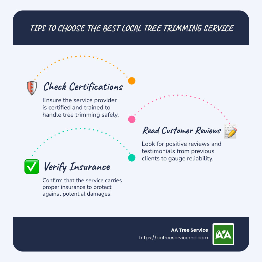 Local Tree Trimming Services Infographic: Tips to Choose the Best - Location, Certification, Reviews, and Insurance - local tree trimming near me infographic infographic-line-3-steps-blues-accent_colors