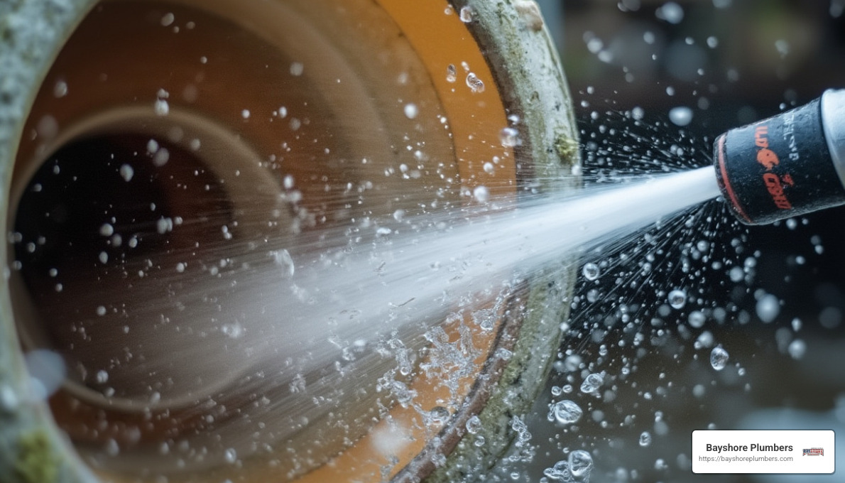 High-pressure water cleaning - Hydro jet drain cleaning