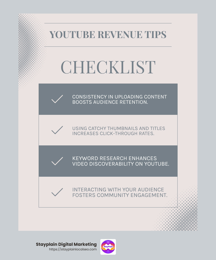 Effective YouTube Strategies for Revenue Growth - YouTube monetization service infographic checklist-light-blue-grey