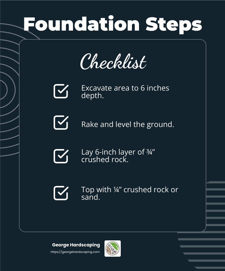 A solid foundation ensures stability and longevity in stone steps installation. - Stone Steps Installation infographic checklist-dark-blue