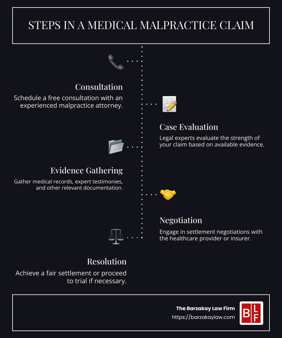 key facts about malpractice attorneys - malpractice attorneys near me infographic infographic-line-5-steps-dark