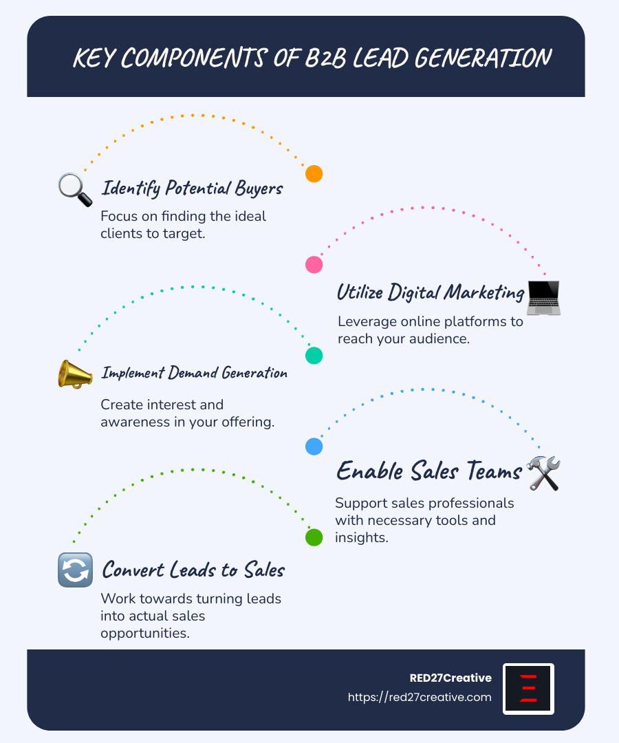 Agency Showdown: The Top B2B Lead Generation Companies Revealed • b2b lead generation agency • RED27Creative What B2B lead generation agencies do - b2b lead generation agency infographic infographic-line-5-steps-blues-accent_colors