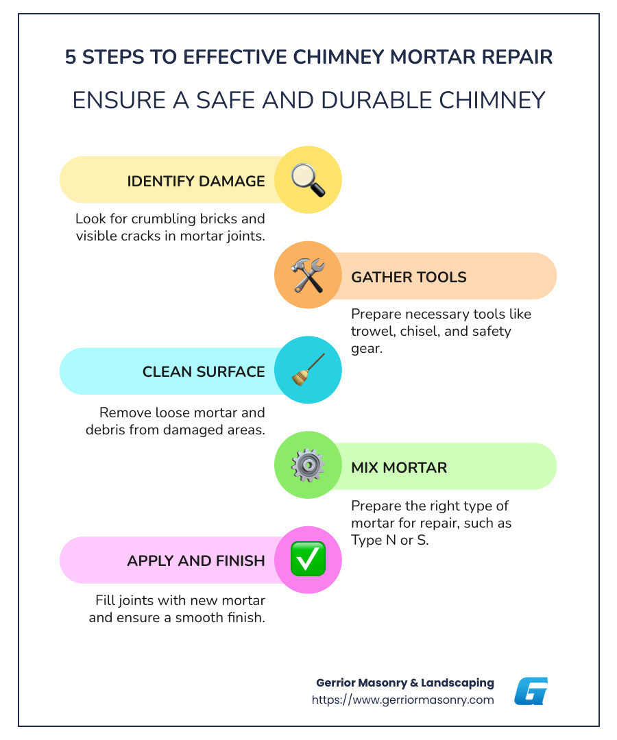 Chimney repair infographic - chimney mortar repair infographic infographic-line-5-steps-colors