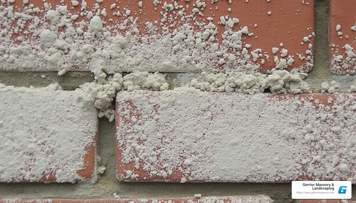 Efflorescence on chimney bricks - chimney mortar repair