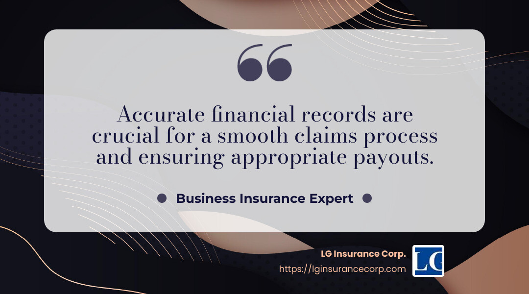 Quote on the importance of accurate financial records - business interruption insurance miami infographic simple-quote-landscape-dark
