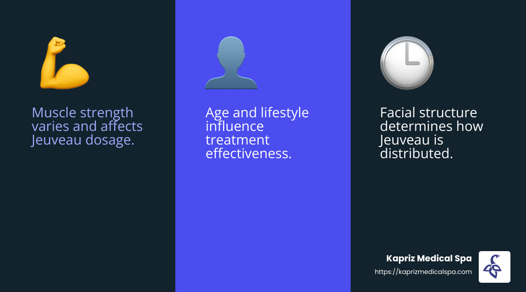 Understanding the factors influencing Jeuveau dosage - how many units of jeuveau do i need infographic 3_facts_emoji_blue