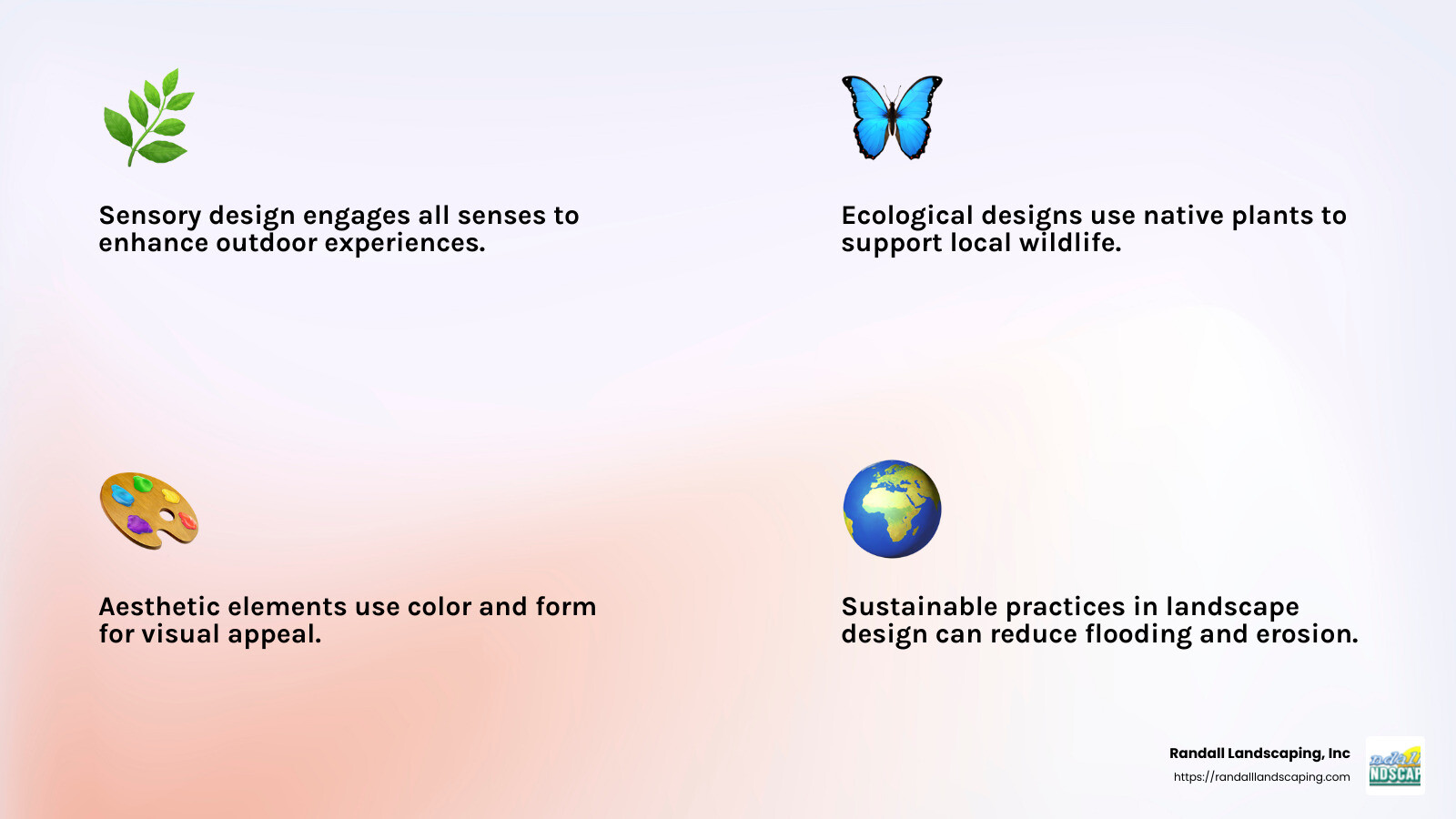 Quote about the importance of landscape design - landscape design companies near me infographic 4_facts_emoji_light-gradient