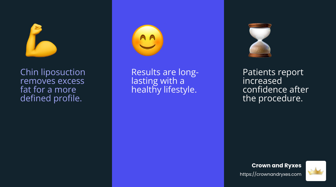 Chin liposuction increases patient confidence by enhancing facial contours. - chin liposuction before and after infographic 3_facts_emoji_blue