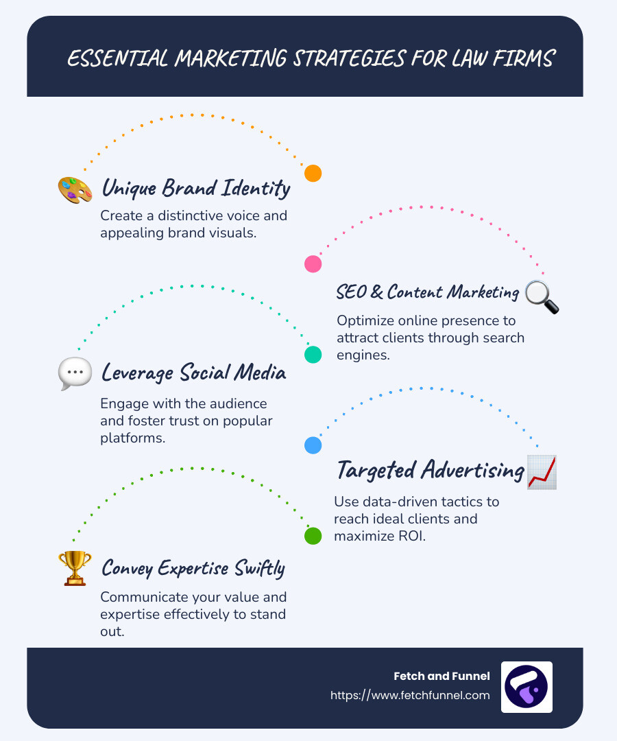Infographic detailing marketing strategies for law firms - marketing services for law firms infographic infographic-line-5-steps-blues-accent_colors