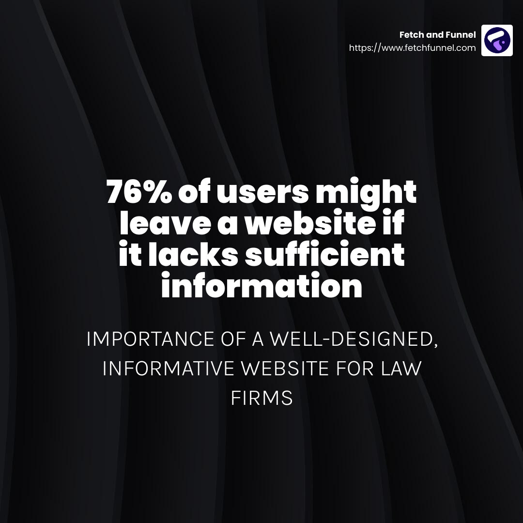 76% of users might leave a website if it lacks sufficient information - marketing services for law firms infographic simple-stat-dark