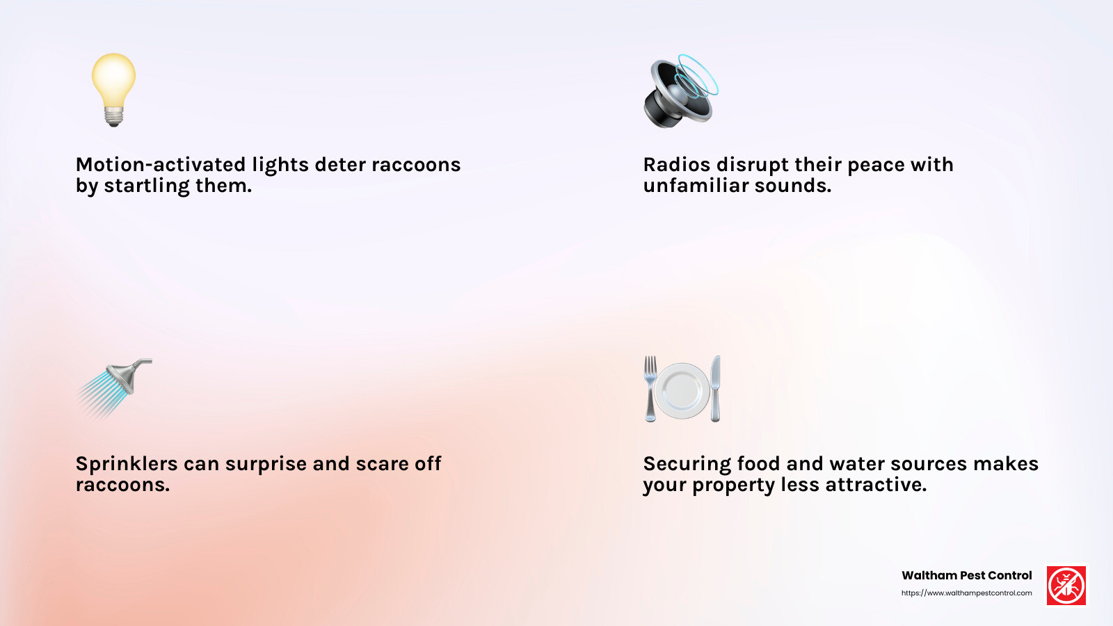 Effective Raccoon Deterrents - how to get rid of raccoons infographic 4_facts_emoji_light-gradient