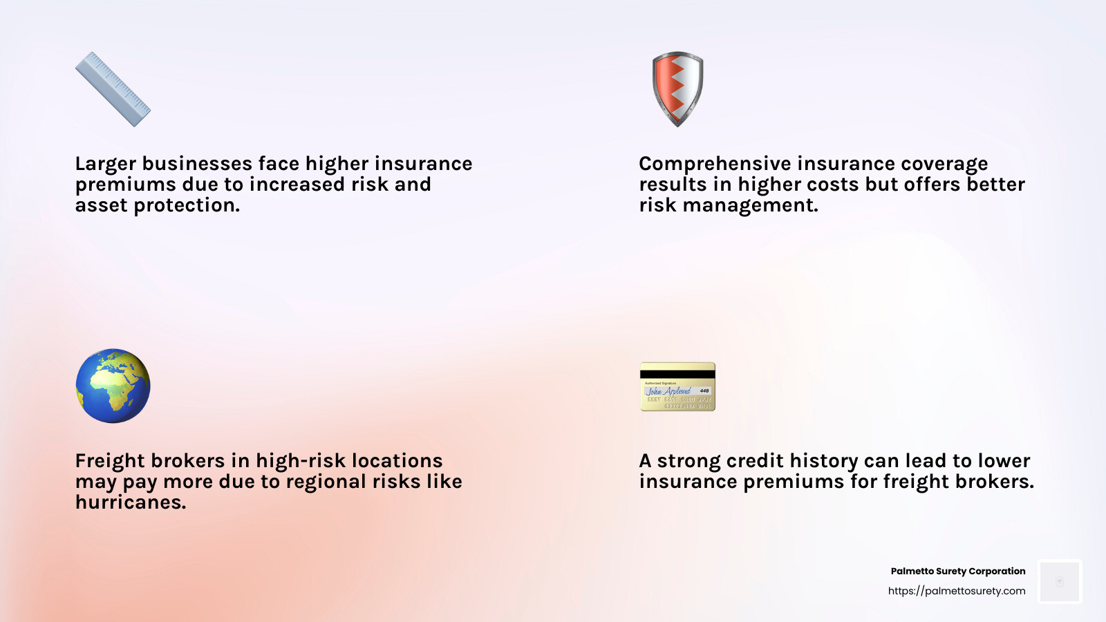 Understanding the factors that influence freight broker insurance costs - freight broker insurance cost infographic 4_facts_emoji_light-gradient